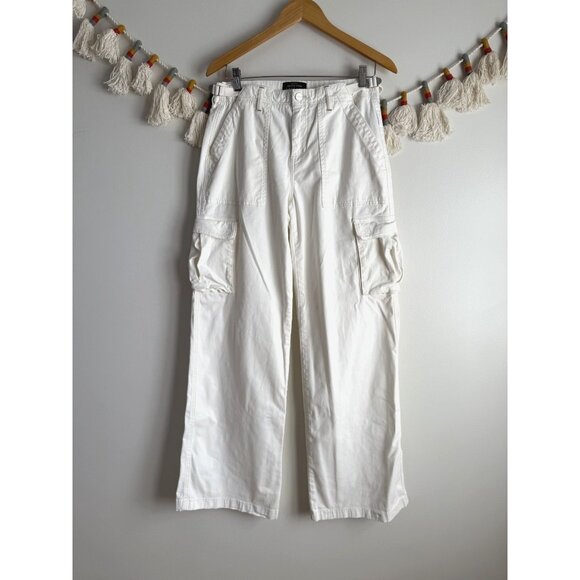 Sanctuary Reissue Cargo Straight Leg Twill Jeans Ivory Baggy Relaxed Fit Boho S - Picture 1 of 9